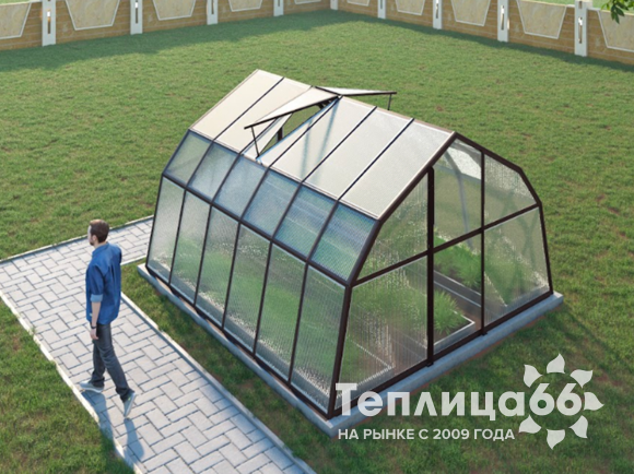 Теплица Рада Таймыр из поликарбоната, 3,5x4 метра, коричневая